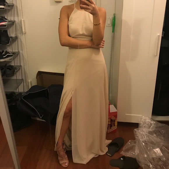 kayla formal high slit taffeta dress